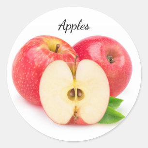 Cut red apples classic round sticker