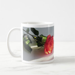 Cut Rose on Table Lit by Sunshine Coffee Mug