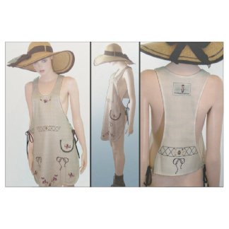 Cut & Sew Fashion- Vintage embroiderd APRON tan Fabric