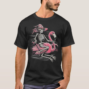 Cut Spooky Flamingo Skeleton Halloween T-Shirt