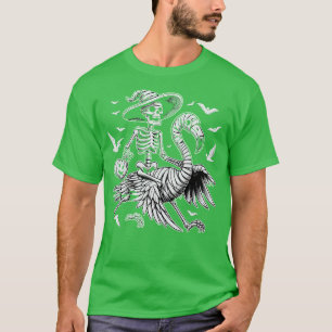 Cut Spooky Flamingo Skeleton Halloween T-Shirt