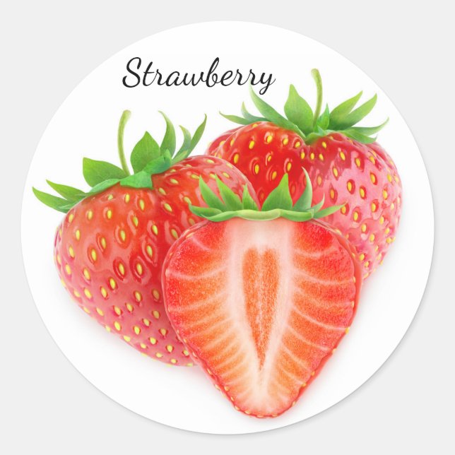 Cut strawberries classic round sticker (Front)
