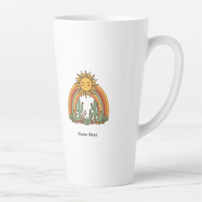 Cut sun rainbow cactus custom name coffe mug (Right)
