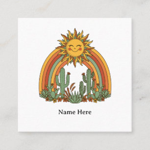 Cut sun rainbow cactus custom name coffe mug square business card