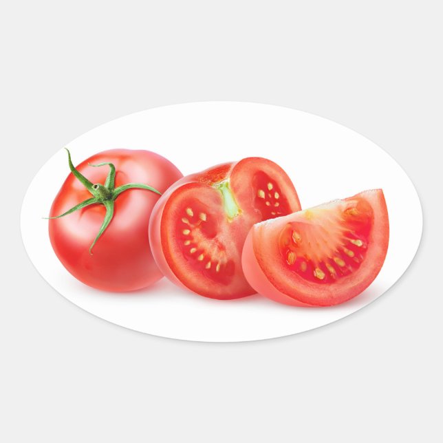Cut tomato oval sticker (Front)