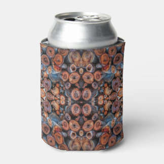 Cut Tree Logs Stacked Together Pattern Photograph Can Cooler