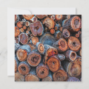 Cut Tree Logs Stacked Together Pattern Photograph Card