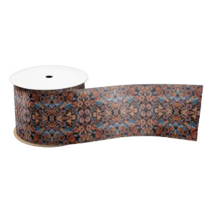 Cut Tree Logs Stacked Together Pattern Photograph Satin Ribbon