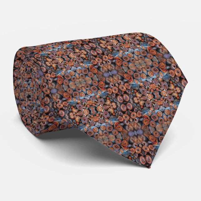 Cut Tree Logs Stacked Together Pattern Photograph Tie (Rolled)