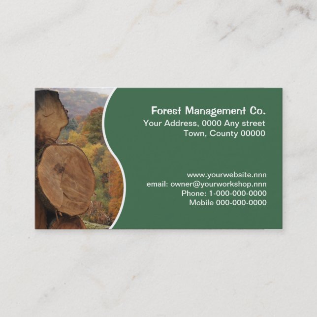 Cut tree trunks business card (Front)