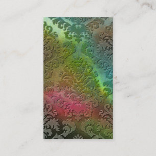 Cut Velvet, SATIN ABSTRACT in TEAL, GREEN and PINK Business Card