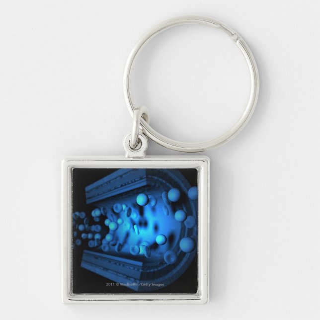 Cut view of blood cells in an artery keychain (Front)