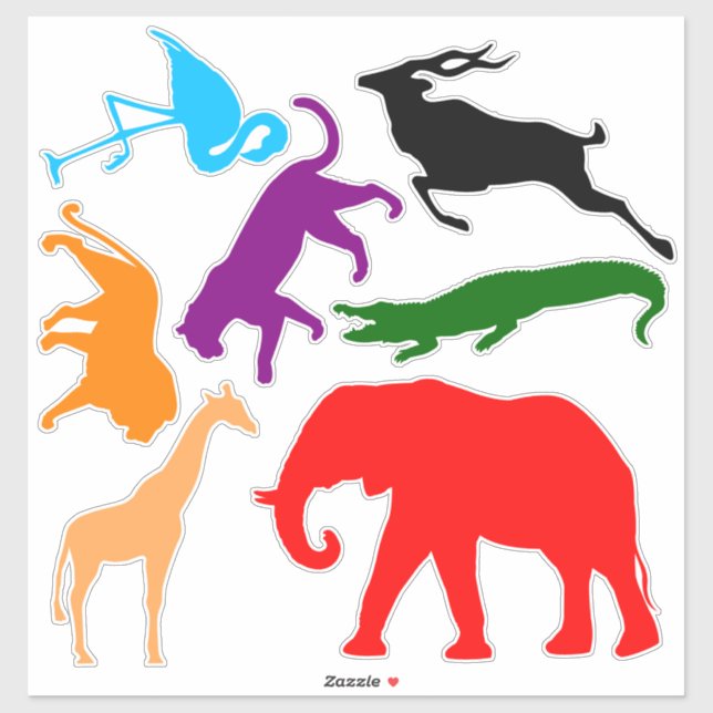 Cut Vinyl Stickers - African Animal Silhouettes (Sheet)