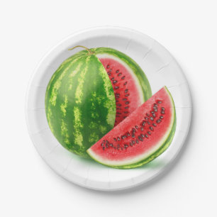 Cut watermelon paper plate