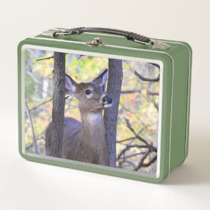 Cut White Tailed Deer Close-Up Metal Lunch Box