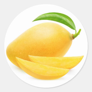 Cut yellow mango classic round sticker