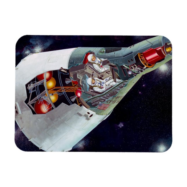 Cutaway A Two-Person Gemini Spacecraft In Flight. Magnet (Horizontal)