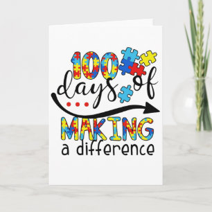 Cute 100 Days Making A Difference Puzzle Inclusion Card