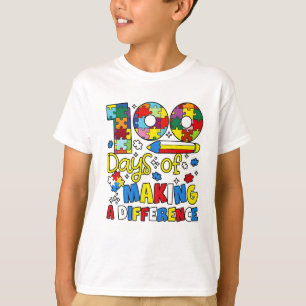 Cute 100 Days Making A Difference Puzzle Inclusion T-Shirt