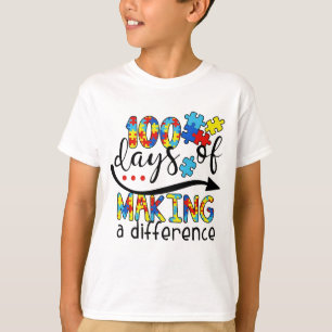 Cute 100 Days Making A Difference Puzzle Inclusion T-Shirt