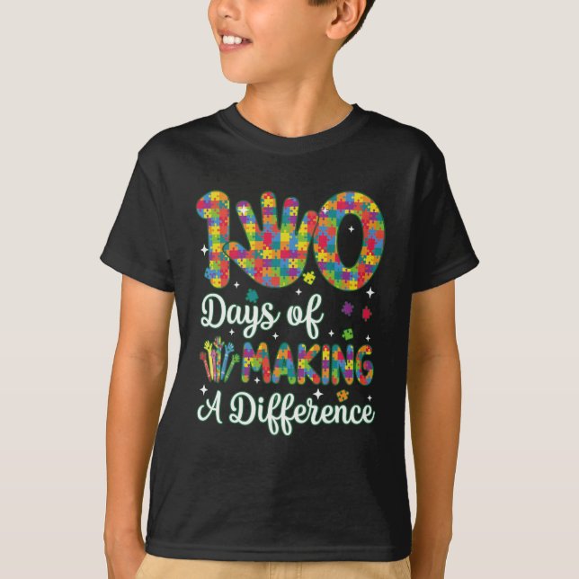 Cute 100 Days Making A Difference Puzzle Inclusion T-Shirt (Front)
