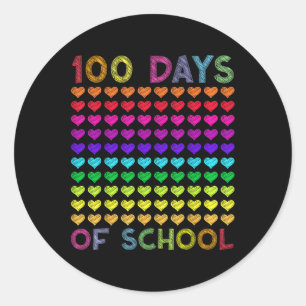 Cute 100 Days Of School And Still Loving It Hearts Classic Round Sticker