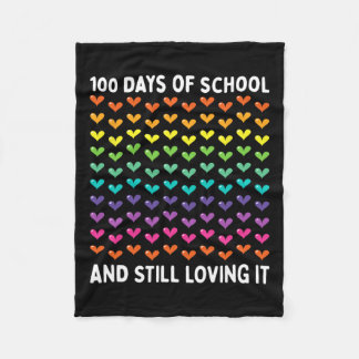 Cute 100 Days Of School And Still Loving It Hearts Fleece Blanket