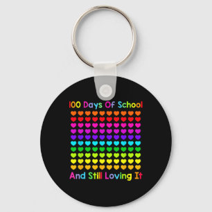 Cute 100 Days Of School And Still Loving It Hearts Keychain