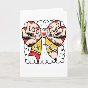 Cute 100 Days Of School Bow Pencil Classroom Card