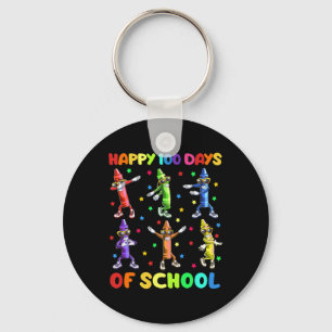 Cute 100 Days Of School Crayons Dancing 100th Day Keychain