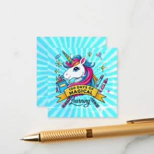 Cute 100 Days of School Magical Learning Unicorn Enclosure Card