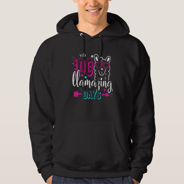 Cute 100 Llamazing Days Llama 100th Day Teacher Ki Hoodie (Front)