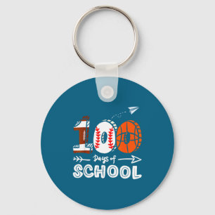 Cute 100th Baseball Football Day Basketball School Keychain