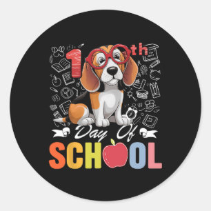Cute 100th Day Of School Beagle Dog Gles 100 Days Classic Round Sticker