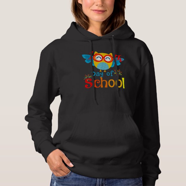 Cute 100th Day Of School Owl Lover 100 Days Teache Hoodie (Front)