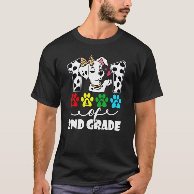 Cute 101 Days School Dog Lover 2nd Grade 100 Days  T-Shirt (Front)