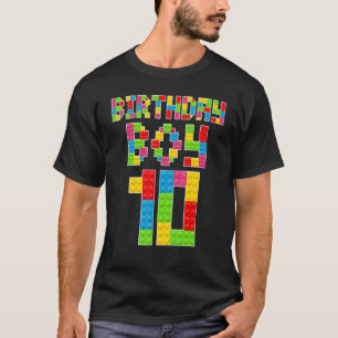 Cute 10th Birthday 10 Years Old Block Building Boy T-Shirt