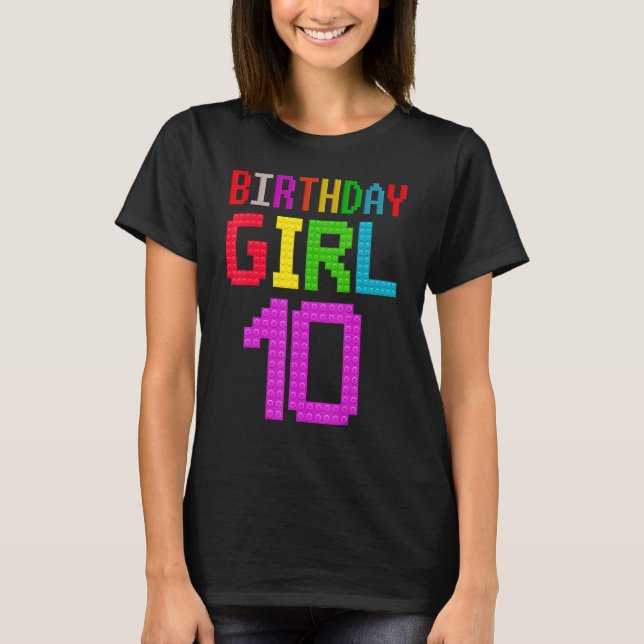 Cute 10th Birthday   10 Years Old Block Building G T-Shirt (Front)