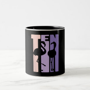 Cute 10th Birthday Gift I Flamingo I 10 Year Old Two-Tone Coffee Mug