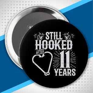 Cute 11th Anniversary Couples Married 11 Years 4 Inch Round Button