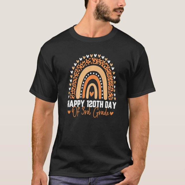 Cute 120th Day Of 3rd Grade Student Teacher Rainbo T-Shirt (Front)