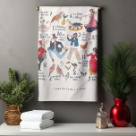 Cute 12 Days of Christmas Classic Illustration  Kitchen Towel<br><div class="desc">Adorable traditional classic Children kids 12 days of Christmas illustration hand painted by Caroline Bonne Müller featuring 1 partridge in a pear tree, 2 turtle doves, 3 french hens, 4 calling birds, 5 golden rings, 6 geese a laying, 7 swans swimming, 8 maids milking, 9 ladies dancing, 10 lords leaping,...</div>