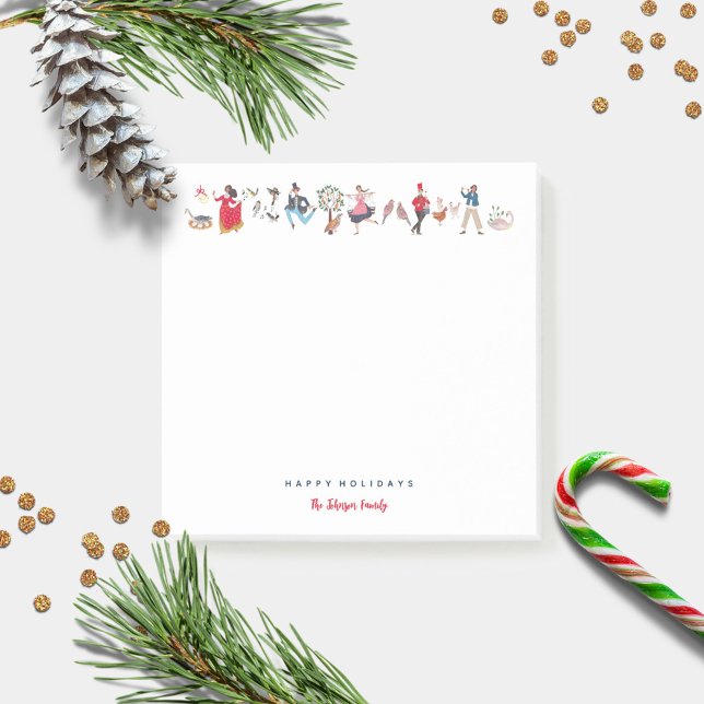 Cute 12 Days of Christmas Classic Illustration Post-it Notes (Cute 12 days of Christmas sticky notes)