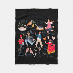 Cute 12 Days Of Christmas Clic Traditional  Fleece Blanket