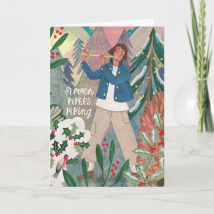 Cute 12 days of Christmas eleven pipers piping Card