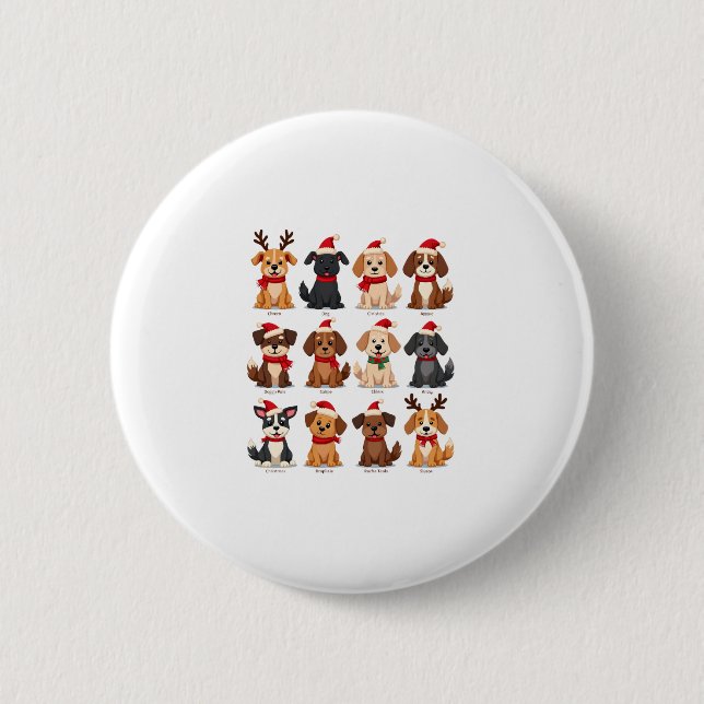 Cute 12 Dogs Xmas Funny Dog Lovers Christmas Dog M 2 Inch Round Button (Front)