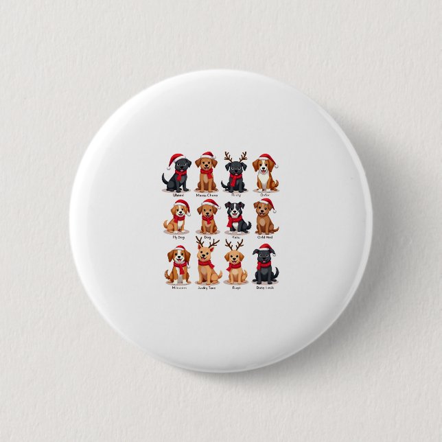 Cute 12 Dogs Xmas Funny Dog Lovers Christmas Dog M 2 Inch Round Button (Front)