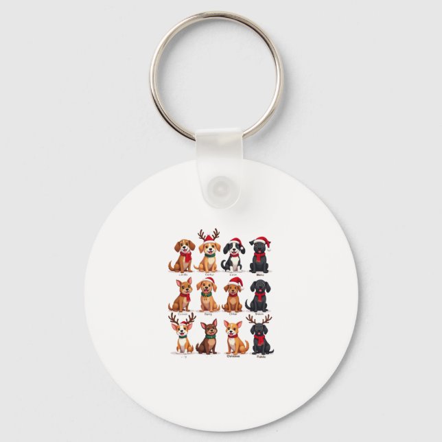 Cute 12 Dogs Xmas Funny Dog Lovers Christmas Dog M Keychain (Front)