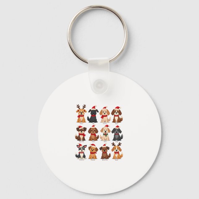 Cute 12 Dogs Xmas Funny Dog Lovers Christmas Dog M Keychain (Front)