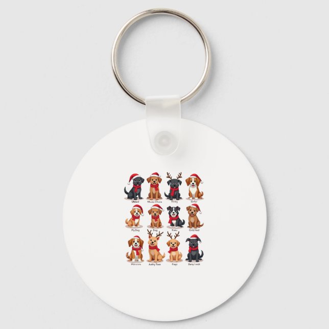 Cute 12 Dogs Xmas Funny Dog Lovers Christmas Dog M Keychain (Front)